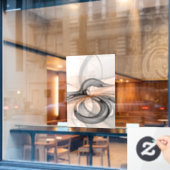 Abstrakt Anthracite Grau Siena Modernes Fraktal Ku Fensteraufkleber (Café-Fenster)