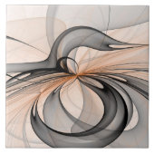 Abstrakt Anthracite Grau Siena Modernes Fraktal Ku Fliese (Vorderseite)