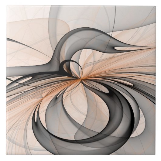 Abstrakt Anthracite Grau Siena Modernes Fraktal Ku Fliese (Vorderseite)