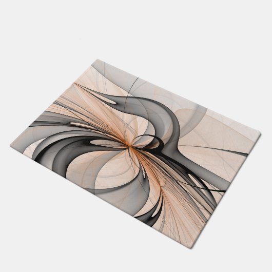 Abstrakt Anthracite Grau Siena Modernes Fraktal Ku Fußmatte (Schrägansicht)