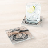 Abstrakt Anthracite Grau Siena Modernes Fraktal Ku Glasuntersetzer (Schrägansicht)