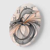 Abstrakt Anthracite Grau Siena Modernes Fraktal Ku Große Wanduhr (Winkel)