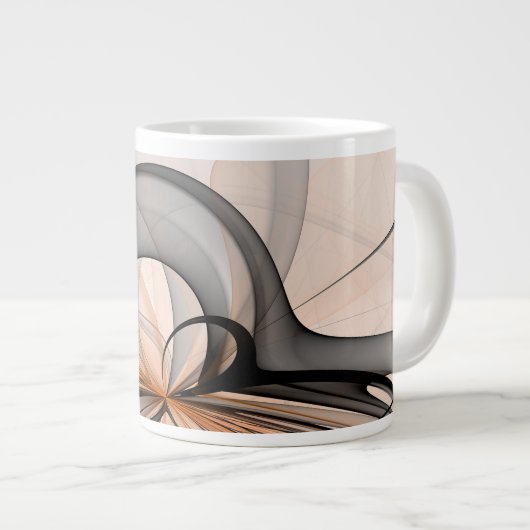 Abstrakt Anthracite Grau Siena Modernes Fraktal Ku Jumbo-Tasse (Vorderseite Rechts)