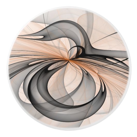 Abstrakt Anthracite Grau Siena Modernes Fraktal Ku Keramikknauf (Vorderseite)