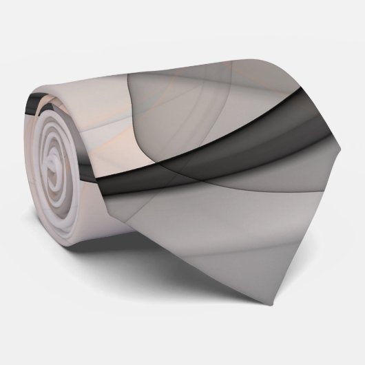 Abstrakt Anthracite Grau Siena Modernes Fraktal Ku Krawatte (Gerollt)