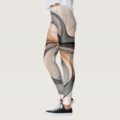 Abstrakt Anthracite Grau Siena Modernes Fraktal Ku Leggings (Links)