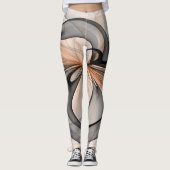 Abstrakt Anthracite Grau Siena Modernes Fraktal Ku Leggings (Vorderseite)
