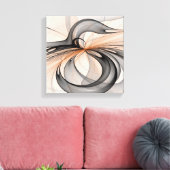 Abstrakt Anthracite Grau Siena Modernes Fraktal Ku Leinwanddruck (Insitu (Wohnzimmer))