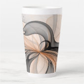 Abstrakt Anthracite Grau Siena Modernes Fraktal Ku Milchtasse (Vorderseite)