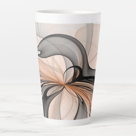 Abstrakt Anthracite Grau Siena Modernes Fraktal Ku Milchtasse (Vorderseite)