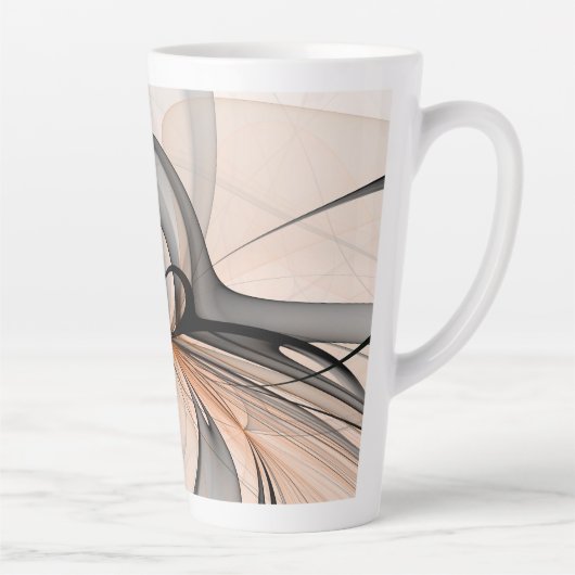 Abstrakt Anthracite Grau Siena Modernes Fraktal Ku Milchtasse (Rechts)