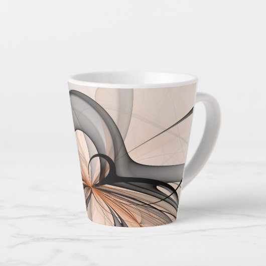 Abstrakt Anthracite Grau Siena Modernes Fraktal Ku Milchtasse (Rechte Ecke)