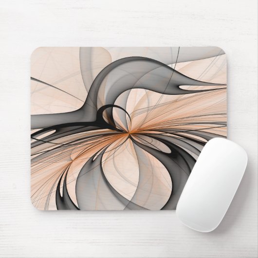 Abstrakt Anthracite Grau Siena Modernes Fraktal Ku Mousepad (Mit Mouse)