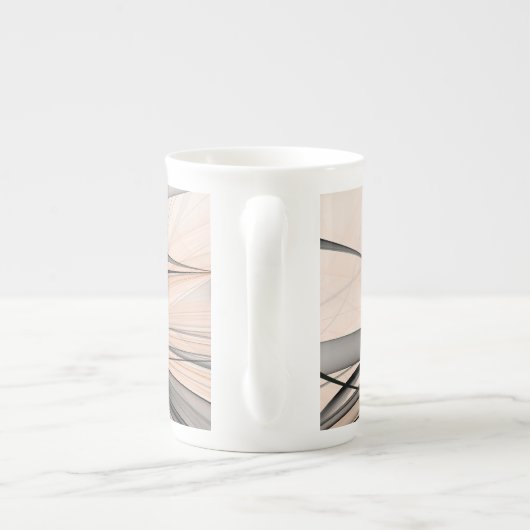 Abstrakt Anthracite Grau Siena Modernes Fraktal Ku Porzellantasse (Rückseite)