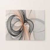 Abstrakt Anthracite Grau Siena Modernes Fraktal Ku Puzzle (Horizontal)