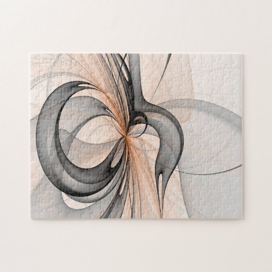 Abstrakt Anthracite Grau Siena Modernes Fraktal Ku Puzzle (Horizontal)