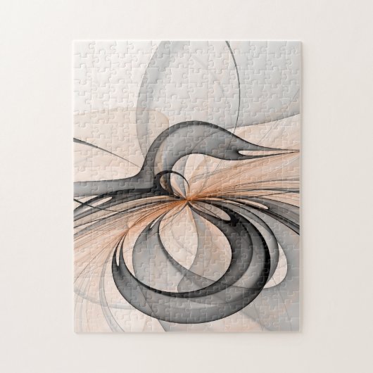 Abstrakt Anthracite Grau Siena Modernes Fraktal Ku Puzzle (Vertikal)