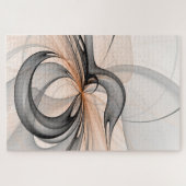 Abstrakt Anthracite Grau Siena Modernes Fraktal Ku Puzzle (Horizontal)