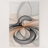 Abstrakt Anthracite Grau Siena Modernes Fraktal Ku Puzzle (Vertikal)