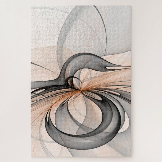 Abstrakt Anthracite Grau Siena Modernes Fraktal Ku Puzzle (Vertikal)