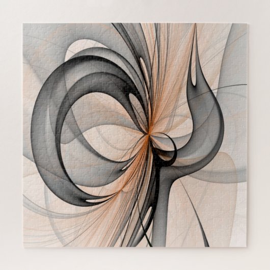 Abstrakt Anthracite Grau Siena Modernes Fraktal Ku Puzzle (Horizontal)