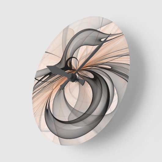 Abstrakt Anthracite Grau Siena Modernes Fraktal Ku Runde Wanduhr (Winkel)