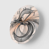 Abstrakt Anthracite Grau Siena Modernes Fraktal Ku Runde Wanduhr (Winkel)