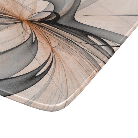 Abstrakt Anthracite Grau Siena Modernes Fraktal Ku Schneidebrett (Ecke)