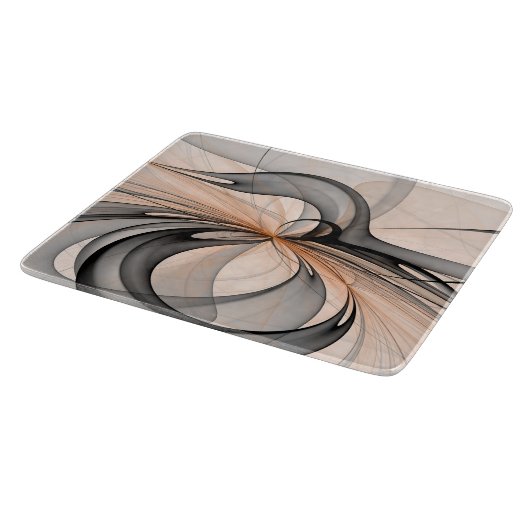 Abstrakt Anthracite Grau Siena Modernes Fraktal Ku Schneidebrett (Ecke)