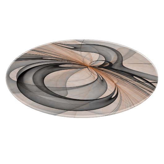 Abstrakt Anthracite Grau Siena Modernes Fraktal Ku Schneidebrett (Ecke)