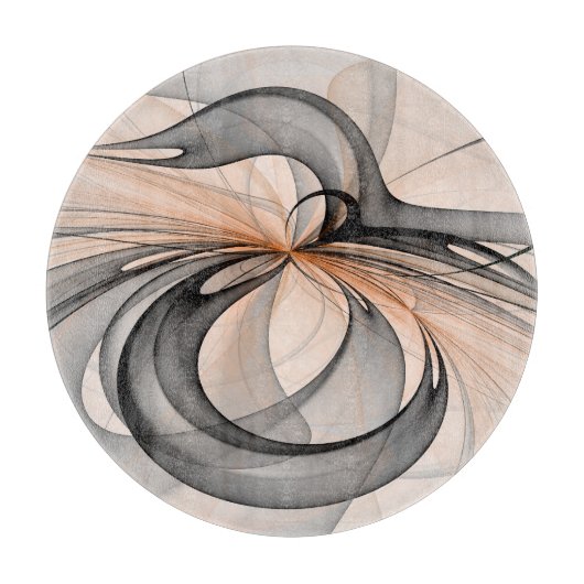 Abstrakt Anthracite Grau Siena Modernes Fraktal Ku Schneidebrett (Vorderseite)