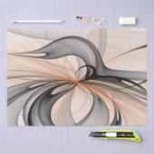 Abstrakt Anthracite Grau Siena Modernes Fraktal Ku Seidenpapier (Handwerk)