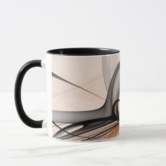 Abstrakt Anthracite Grau Siena Modernes Fraktal Ku Tasse (Links)