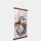 Abstrakt Anthracite Grau Siena Modernes Fraktal Ku Wandteppich Mit Holzrahmen (Gewinkelt)