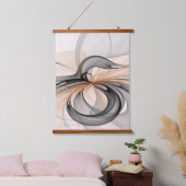 Abstrakt Anthracite Grau Siena Modernes Fraktal Ku Wandteppich Mit Holzrahmen (Schlafzimmer)