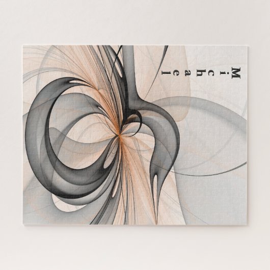 Abstrakt Anthracite Gray Sienna Form Fraktal Name Puzzle (Horizontal)