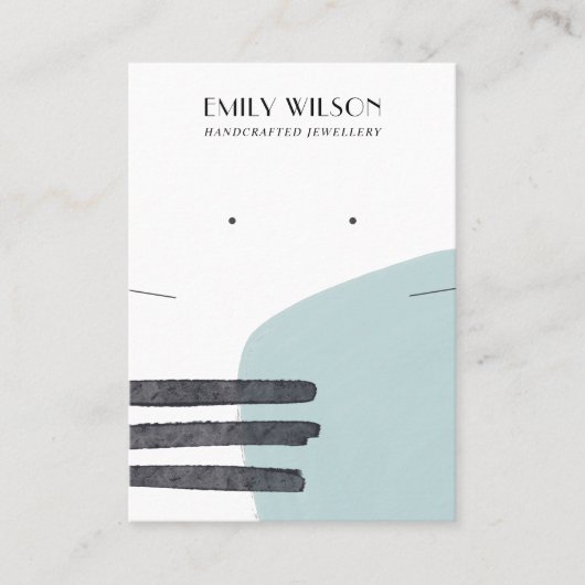ABSTRAKT AQUA BLUE NEKLACE EARRING DISPLAY CARD VISITENKARTE (Vorderseite)