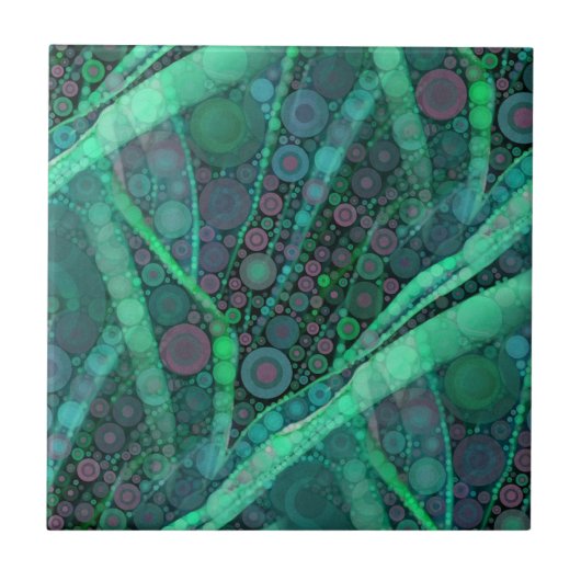 Abstrakt Aqua Green Lila Retro Circle Mosaik Fliese (Vorderseite)