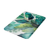 Abstrakt Aquamarin, grün, Smaragd, botanisch Badematte (Schrägansicht)