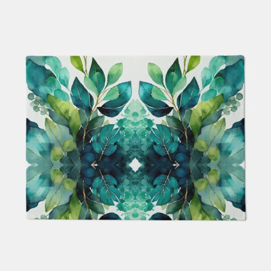 Abstrakt Aquamarin, grün, Smaragd, botanisch Fußmatte (Vorderseite)