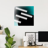 Abstrakt Aquamarin mit Lichtstrahlen AP0005 Poster (Heimbüro)