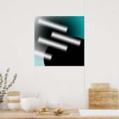 Abstrakt Aquamarin mit Lichtstrahlen AP0005 Poster (Küche)