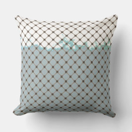 Abstrakt Aquamarin, weiß, Bronzemuster Kissen