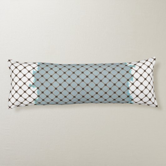 Abstrakt Aquamarin, weiß, Bronzemuster Seitenschläferkissen (Rückseite)