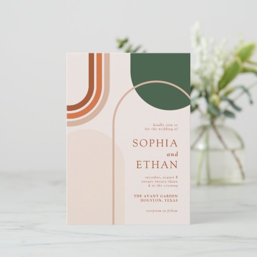 Abstrakt Arch Wedding Einladung Boho (Stehend Vorderseite)