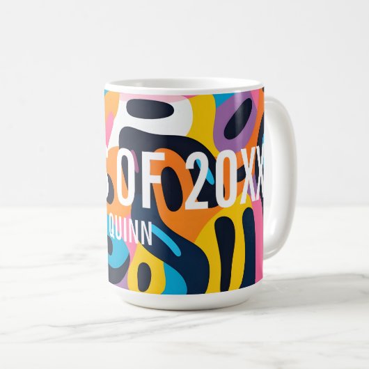 Abstrakt Art Abschluss Class of 2025 Custom Kaffeetasse (VorderseiteRechts)