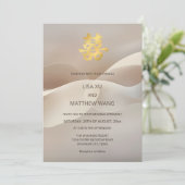 Abstrakt Art Beige Chinesische Hochzeit Einladung (Stehend Vorderseite)