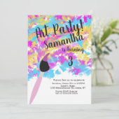Abstrakt Art Birthday Party Splash Einladung (Stehend Vorderseite)