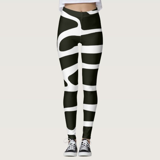 Abstrakt Art Black and White Yoga Leggings (Vorderseite)