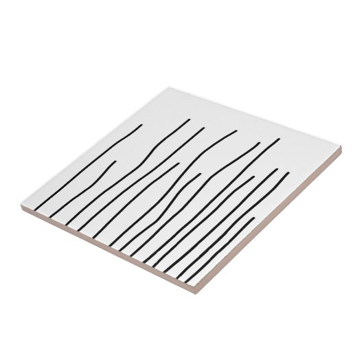 Abstrakt Art Black on White Lines Minimalismus Fliese (Seite)